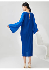 Luxury Flared Sleeve Pleats Dress