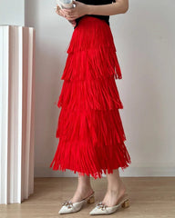 Luxury Plissé Fringe Skirt