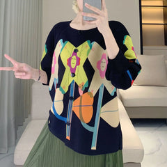 Elegant Plissé 3/4 Sleeve Cardigan