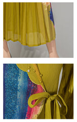 Elegant Micro-Pleated Wrap Dress