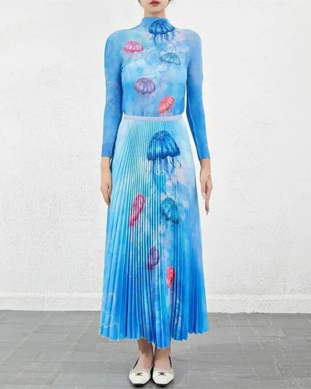 Elegant Pleated Skirt Co-Ord