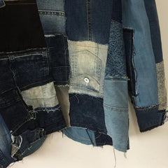 Men's Designer Denim Patchwork Jacket Coat