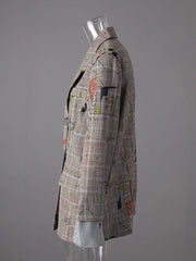 Oversized Modern Plaid Art Blazer