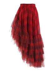 Asymmetric Tiered Tulle Ruffle Skirt