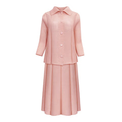 Pleated Set Top & Pull-On Skirt