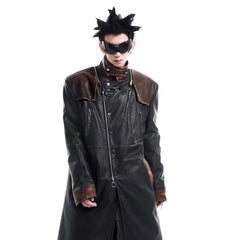 Men's Xander Faux Leather Long Trench Coat