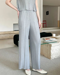 Fluid Pleat Wide-Leg Pants