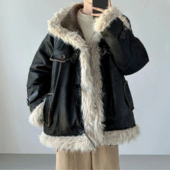 Men's Warm Faux Fur Shearling Suede Jacket