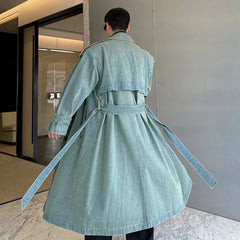 Luxe Men's Denim Duster Trench Coat