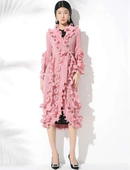 Truly Plissé Ruffle Long Coat