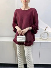 Ruffle Fully-Pleated Top