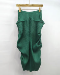 Luxury Plissé Sculptural Draped Skirt
