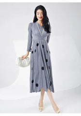 Truly Pleated Polka Dot Midi Dress