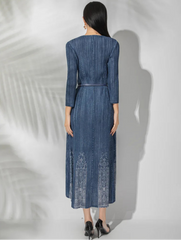 Luxe Plissé Square-Neck Dress