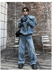 Men's 2 Piece Iconic Retro Streetwear Denim Set