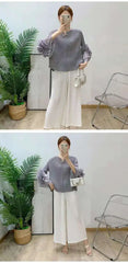 Luxury Pleated Ruffle Cuff Blouse