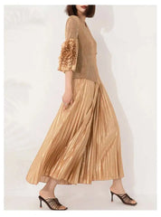 Luxury Formal Plisse Palazzo Pant Set