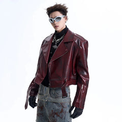 Men's Cropped Faux Leather Biker Jacket