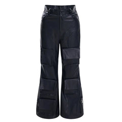 Men's Baggy Faux Leather Cargo Pants