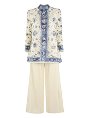 Pleated Top & Wide-Leg Pant Set