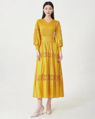 Luxury Fitted-Waist Plissé Dress