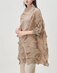 Luxury Plissé High-Neck Top