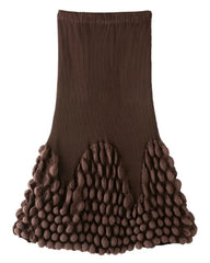3D Bubble Plissé Midi Skirt
