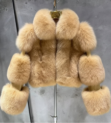 Genuine Cropped Fox Fur Coat