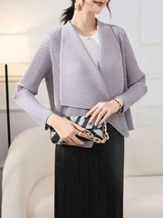 Luxury Pleated Drape Collar Jacket
