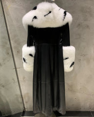 Luxury Leather Trench with Fox Fur