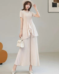 Elegant Pleated Peplum Skirt Set