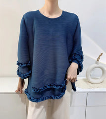 Ruffle Fully-Pleated Top