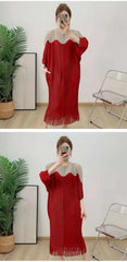 Luxury Plissé Dress with Tassel