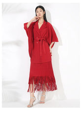 Truly Pleated Couture Long Skirt Suit Set