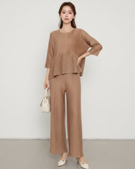 Peplum Pleated Trousers Set