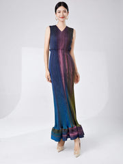 Designer Pleated Shawl Sleeveless Dress