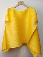 Asymmetric Draped Plissé Top