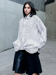 Oversized Ruffle Blouse Top