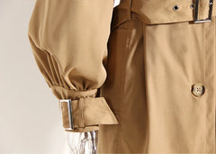 Belted Women's Trench Coat with Ruffle Detail