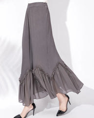 Luxury Ruffle-Hem Plisse Skirt
