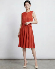 Self-Tie Pleated Dress (Petite-Friendly)