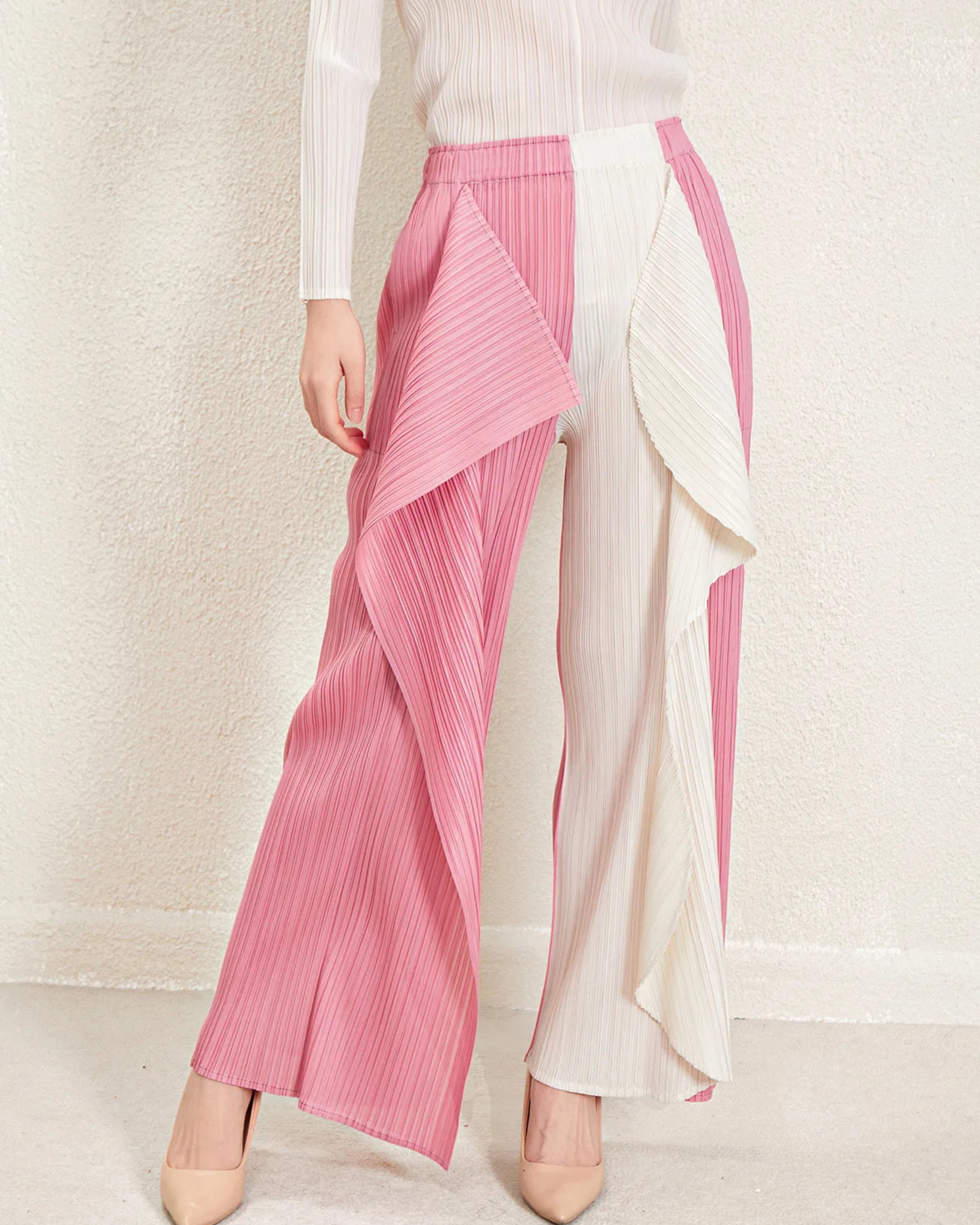 Ruffle Trausers Roses Luxury Plissé Ruffle Trousers – HEYFANCYSTYLE