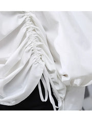 Luxe Oversized Draped & Ruched Satin Blouse