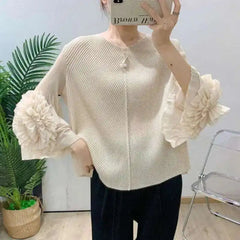 Luxury Pleated Ruffle Cuff Blouse
