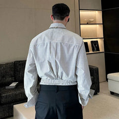 Luxury Men’s Streetwear Striped Shirt & Wide-Leg Trousers