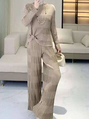Luxury Pleated Ribbed 2-Piece