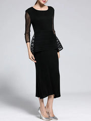 New! Ultimate Black Elegant Midi Pleated Dress