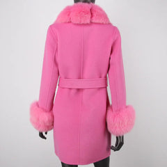 Petite Cashmere Wool Real Fur Jacket