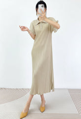 Elegant Plisse Ruffle Sleeve Dress