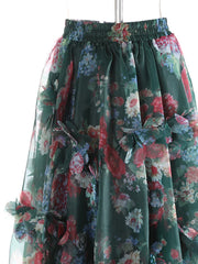 Floral Appliqué Pull-On Skirt